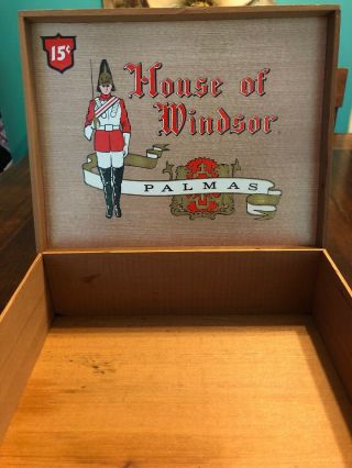 Vintage 1950 ' S House of Windsor Palmas Cedar Wood Cigar Box 15 Cents 2