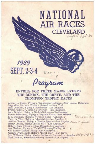 National Air Race Program Cleveland Ohio 1938