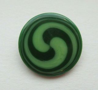Fantastic Antique Vtg Early Plastic Button Green Swirls Bakelite Catalin? (g)