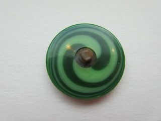 Fantastic Antique Vtg Early Plastic BUTTON Green Swirls Bakelite Catalin? (g) 3