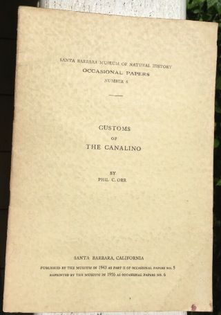 1956 Canalino Customs Archeology Booklet (1944) Chumash Natives