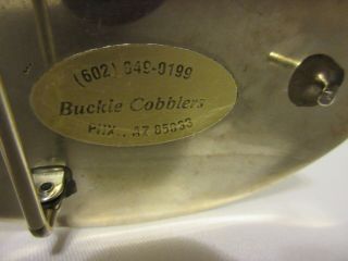 Vintage Silver Turquoise Belt Buckle Cobbler Arizona Gold Miner Prospector Inlay 5