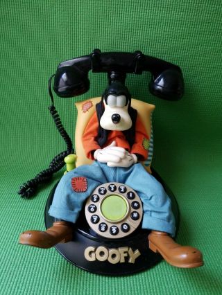 Vintage Walt Disney Telemania Goofy Animated Talking Corded Telephone Phone