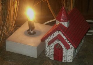 VTG CHRISTMAS LIGHTED VILLAGE HOUSE CERAMIC CHURCH NIGHT LIGHT CATHEDRAL CHAPEL 2
