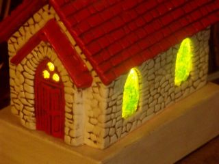 VTG CHRISTMAS LIGHTED VILLAGE HOUSE CERAMIC CHURCH NIGHT LIGHT CATHEDRAL CHAPEL 4
