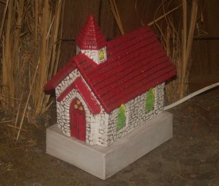 VTG CHRISTMAS LIGHTED VILLAGE HOUSE CERAMIC CHURCH NIGHT LIGHT CATHEDRAL CHAPEL 5