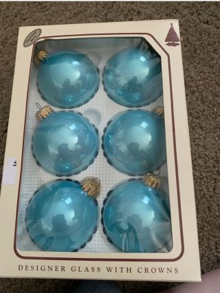 Vintage Box Turquoise Glass Ball Christmas Ornaments Christmas By Krebs