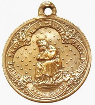 ANTIQUE PENDANT THE RELIGIOUS ART BLESSED MARY OUR LADY OF LA SALETTE 09.  09 1846 3