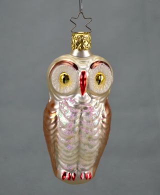Vintage Inge Glas Owl Blown Glass Glitter Christmas Tree Ornament West Germany