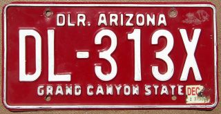 1980s Arizona Dealer License Plate Dl - 313x