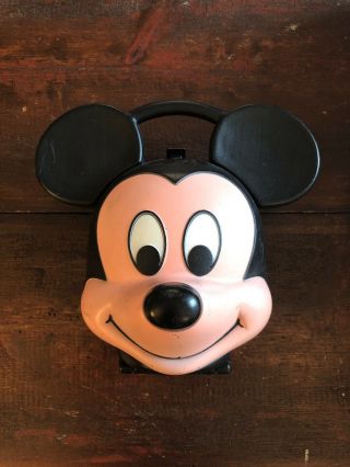 Vintage Mickey Mouse Lunch Box Plastic Head Aladdin Disney