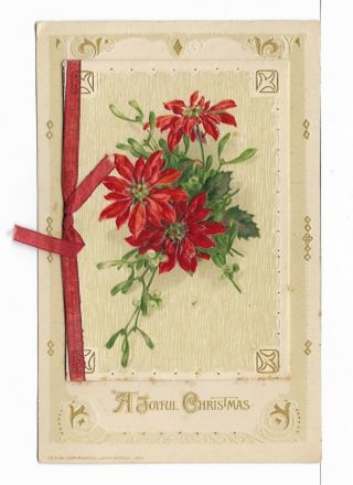 Vintage Christmas Card Multi - Fold Early 1900 