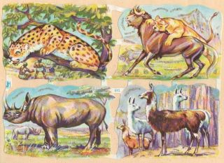 Vintage Die Cut Scraps Sheet Ws 645 With Glitter Wild Animals