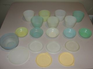 Set Of 13 Vintage Tupperware Pastel Wonderlier Mini Snack Bowls Cereal 6 Lids