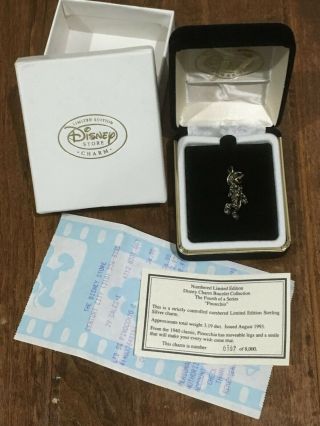 Disney Store Pinocchio Limited Edition Sterling Silver Charm