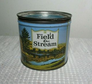 Vintage Field And Stream 7 Oz Philip Morris Tobacco Canister Can