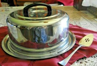 Vintage Stainless Steel Cake Pan Carrier By Everedy Co.  With Locking Lid U.  S.  A.