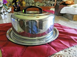 Vintage Stainless Steel Cake Pan Carrier By Everedy Co.  With Locking Lid U.  S.  A. 2