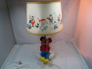 Vintage Mickey Mouse Walt Disney Productions Lamp Night Light With Shade