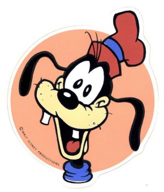 Walt Disney Productions - Goofy Cartoon Character Vintage Look Sticker Mickey