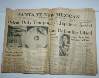 Santa Fe Mexican Newspaper August 15,  1945,  Defeat " Only Temporary " Japanese