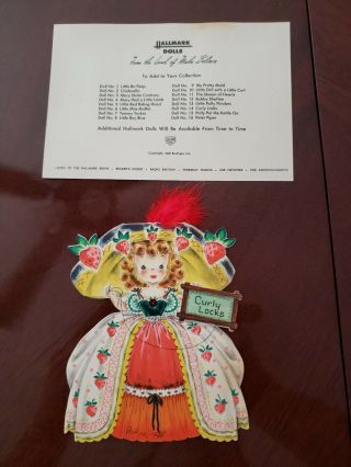 Vtg Hallmark Doll Card Land Of Make Believe Curly Locks 14 Diecut 1948
