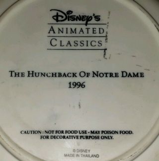 RARE Vintage Disney Parks HUNCHBACK of NOTRE DAME 3D Collectors Plate 1996 HTF 5