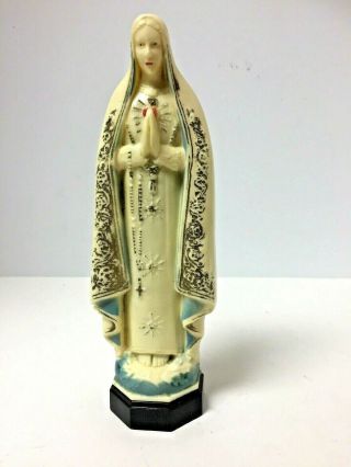 Vintage Our Lady Of Fatima Plastic Statue Hollow With Rosary Inside