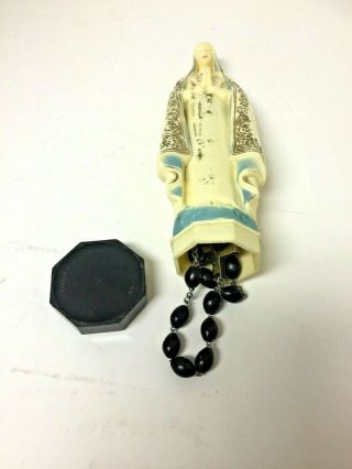 VINTAGE OUR LADY OF FATIMA PLASTIC STATUE HOLLOW WITH ROSARY INSIDE 3