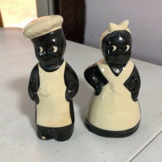 Vintage Black Americana Chef Mammy & Pappy Salt Pepper Shakers
