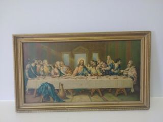 Vintage Print The Last Supper Radio Picture Frame Inc 16.  5 " X 9.  5 "