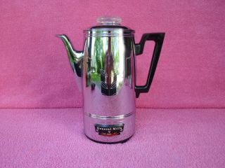 Vintage 1960s General Mills Chrome 10 - Cup Percolator Coffee Pot Maker Camping