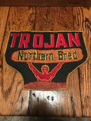 Huge Vintage Uniform Trojan Seed Corn Patch Farm Feed Over 10 Inches Across
