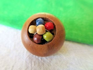 5783 - D8 – Vintage Wood Button With Colorful Wired Inset Beads Ome