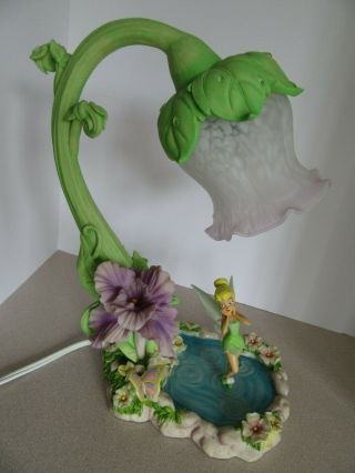 Disney Tinker Bell Lamp Tulip Shade Tinkerbell Rare Version Walking On Water