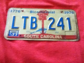 License Plate Vintage South Carolina Sc Ltb 241 1976 Bicentennial Rustic Usa
