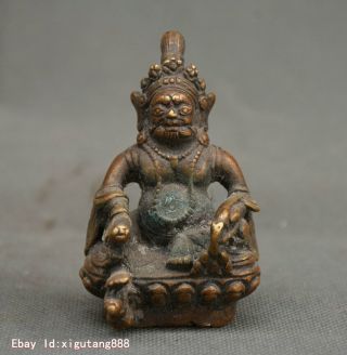 Old Tibet Buddhism Bronze Wealth Mammon Yellow Jambhala Buddha Statue Figurine