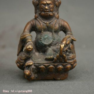Old Tibet Buddhism Bronze Wealth Mammon Yellow Jambhala Buddha Statue Figurine 3