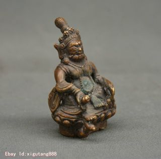 Old Tibet Buddhism Bronze Wealth Mammon Yellow Jambhala Buddha Statue Figurine 4
