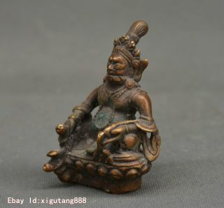 Old Tibet Buddhism Bronze Wealth Mammon Yellow Jambhala Buddha Statue Figurine 5