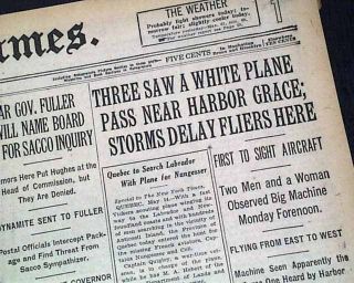 Charles Lindbergh Spirit Of St.  Louis Atlantic Ocean Flight Race 1927 Newspaper