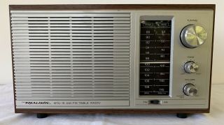 Vintage Realistic Mta - 15 Am/fm 2 - Band Wood Grain Table Radio Model 12 - 695
