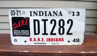 Indiana Drug Abuse Resistance Education License Plate D.  A.  R.  E.  Di - 282