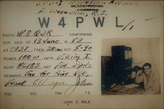 W4pwl/1 Qsl Card - - East Greenwich,  Rhode Island - - 1953 - - Station/op Photo