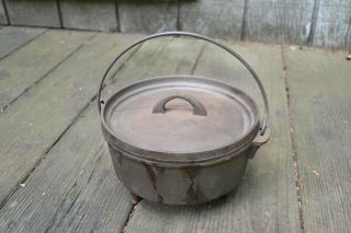 Vintage Lodge Number 8 Camping Cast Iron Dutch Oven Made In Usa