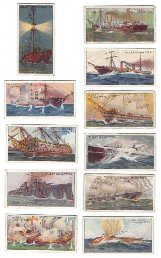 21 Tobacco Cards From The Celebrated Ships Series,  W.  D.  & H.  O.  Wills Cigarettes