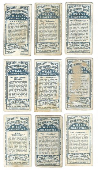 21 Tobacco Cards From The Celebrated Ships Series,  W.  D.  & H.  O.  Wills Cigarettes 3