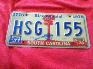 License Plate Vintage South Carolina Sc Hsg 155 1976 Bicentennial Rustic Usa
