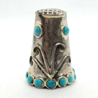 Mexico Turquoise Sterling Silver 925 Ornate Chunky Thimble