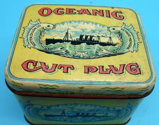 Vintage " Ogeanig Cut Plug " Tobacco Tin Scotten Dillon Co Detroit,  Mich.